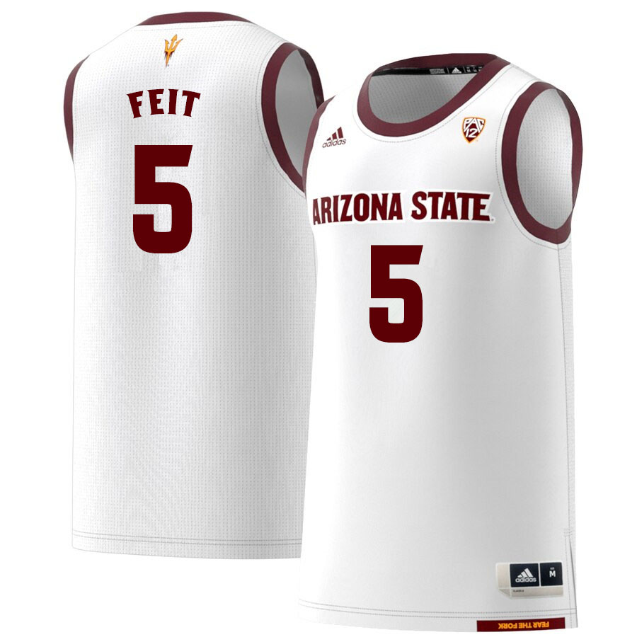 Men #5 Kyle Feit Arizona State Sun Devils College Basketball Jerseys Sale-White